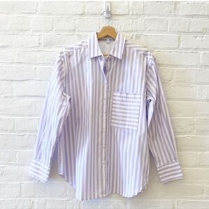 AYR || The Deep End Button Down Shirt Boxy Grape Soda Stripe Purple Small